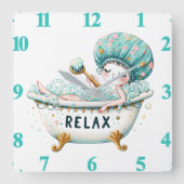 おリラックス風呂の女性 スクエア壁時計 (正面)