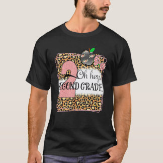 おーい 2年生 ヒョウ柄のバックトゥスクール キッズT Tシャツ