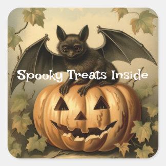 お不気味菓子 – こうもりとカボチャのハロウィーン スクエアシール
