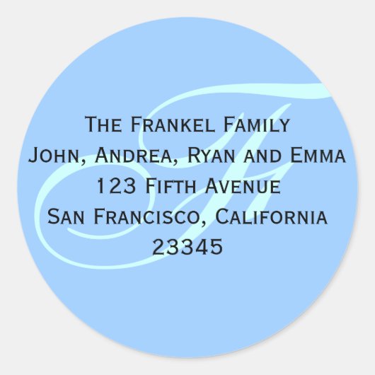 お与え前の住所を教えて！ ラウンドシール (正面)