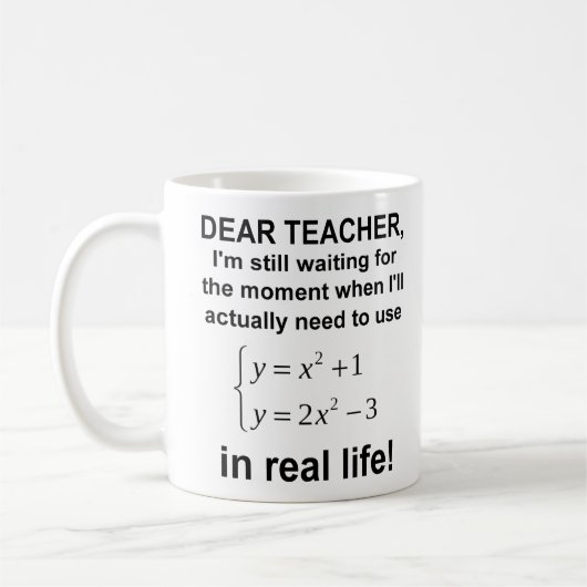 お世話になっている先生へ 実生活の数学 楽しいマグカップ コーヒーマグカップ (左)