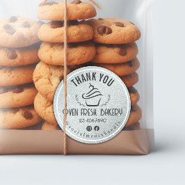 お世話になっておりますカップケーキベーカリーシルバー ラウンドシール