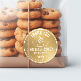 お世話になっておりますカップケーキベーカリー金ゴールド ラウンドシール