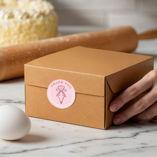 お世話になっておりますビジネスベーカリーペストリーバッグピンク ラウンドシール