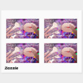 お世話になっておりますメイクアップリップパープルインスタ 長方形シール (シート)