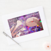 お世話になっておりますメイクアップリップパープルインスタ 長方形シール (封筒)