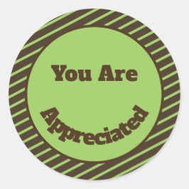 お世話になっております茶色の緑のストライプ ラウンドシール