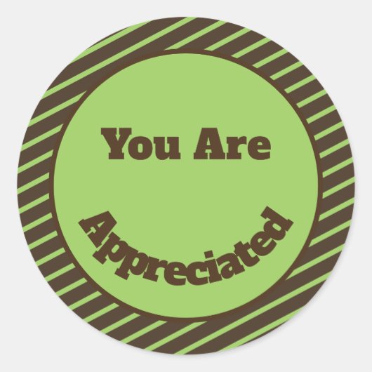 お世話になっております茶色の緑のストライプ ラウンドシール (正面)