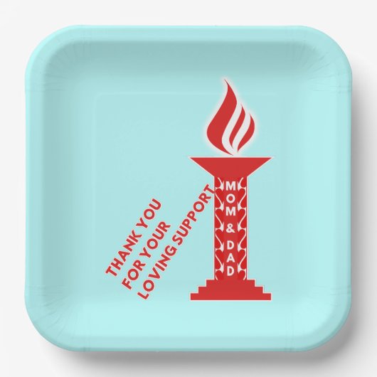 お世話になっております。お母さん、パパ様、お世話になっております ペーパープレート (正面)