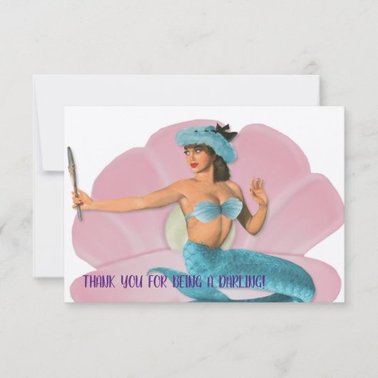 お世話になっております!ヴィンテージ人魚 サンキューカード (正面)