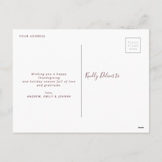 お世話になっております | 感謝祭の休日はがき シーズンポストカード (裏面)