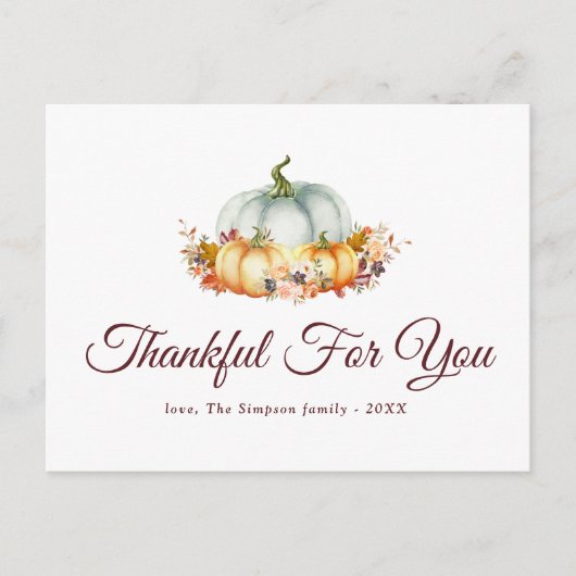 お世話になっております | 感謝祭の休日はがき シーズンポストカード (正面)