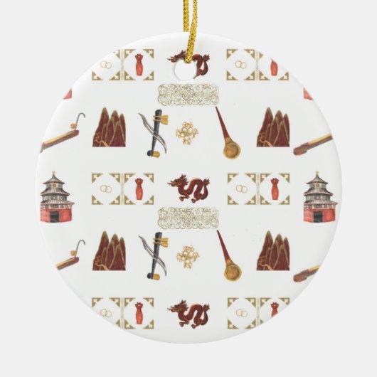 お中国の気に入りラウンドオーナメント セラミックオーナメント (正面)