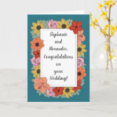 お二人だけの特別な結婚おめでとうカード ティール カード (黄色い花)