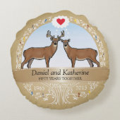 お二人だけの50周年結婚記念日、鹿 ラウンドクッション (裏面)