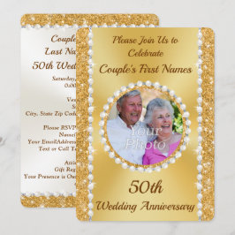お二人だけの、50周年記念 フォト 招待状