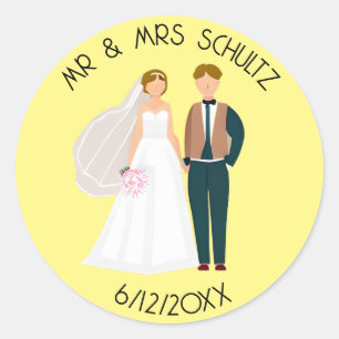 お二人だけのMr. and Mrs. 花嫁と花婿 ティール ラウンドシール