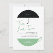 お二人でモダンなミントグリーンのお茶会へのご招待 招待状 (正面)