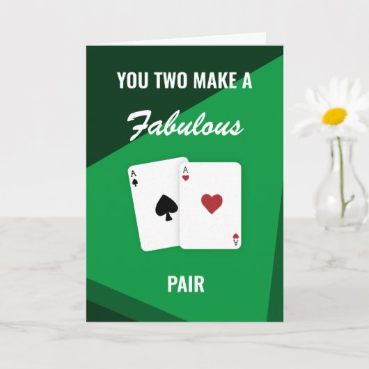 「お二人で素敵なペアを作る」ラスベガストランプのポーカーハンド カード (小さな植物)