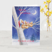 お二人とも楽しくクリスマスをおめでとう、熊の夫婦 カード (黄色い花)