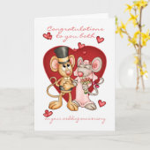 お二人とも結婚記念日おめでとう - かわいいマイク カード (黄色い花)