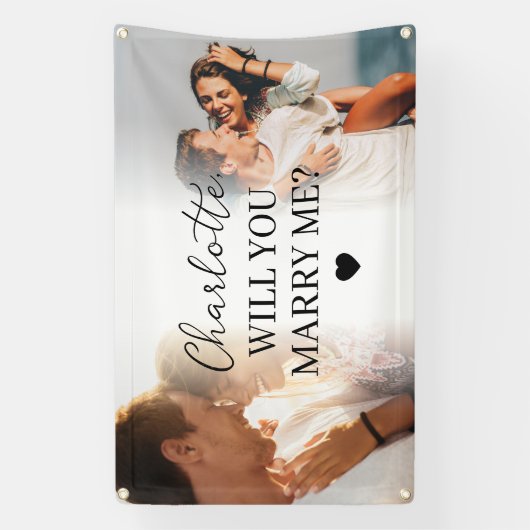 お二人の写真2枚で屋外サプライズプロポーズ 横断幕 (縦)