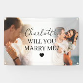 お二人の写真2枚を使った屋外でのロマンチックなプロポーズ 横断幕 (横)