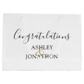 お二人の結婚おめでとう、カップル名の結婚式 ラージペーパーバッグ (裏面)