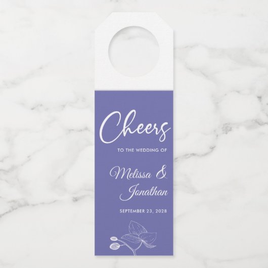 お二人の結婚に乾杯 デリケートな蘭のカスタムデザイン ボトルネックタグ (正面)
