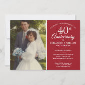 お二人の結婚写真 40周年 ルビー ハート 招待状 (正面)