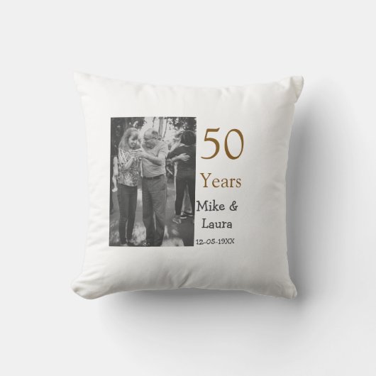 お二人の結婚50周年おめでとうございます　名前　日付 クッション (正面)
