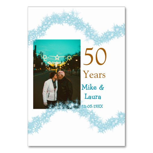 お二人の結婚50周年おめでとうございます　名前　日付 テーブルナンバー (正面)
