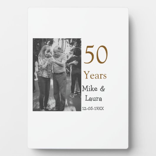 お二人の結婚50周年おめでとうございます　名前　日付 フォトプラーク (正面)