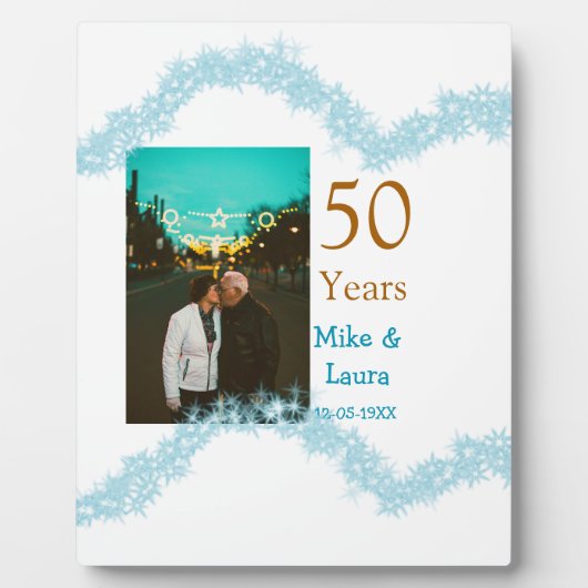 お二人の結婚50周年おめでとうございます　名前　日付 フォトプラーク (正面)