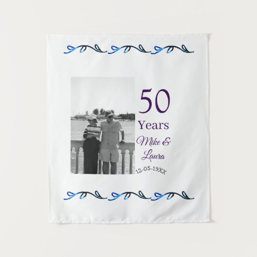 お二人の結婚50周年おめでとう　※お名前※　※日付※　結婚記念日 タペストリー (正面)