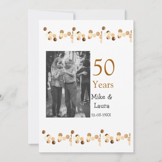 お二人の結婚50周年おめでとう　※お名前　※日付 結婚記念日 招待状 (正面)