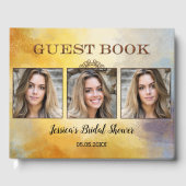 お二人の3枚の写真 水彩アート ブライダルシャワー ゲストブック (正面)