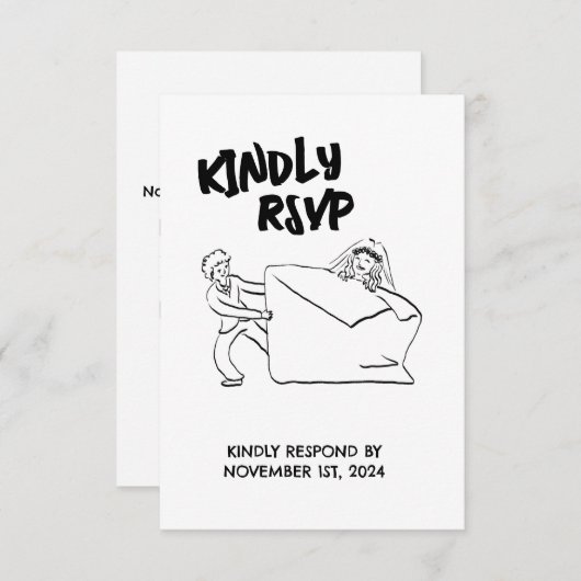 お二人らしいウェディングイラスト 出欠カード (正面/裏面)