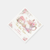 お二人様のティーパーティー ピンクの花 スタンダードカクテルナプキン (角)