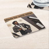 お互いに作られる スクエアペーパーコースター (アングル)