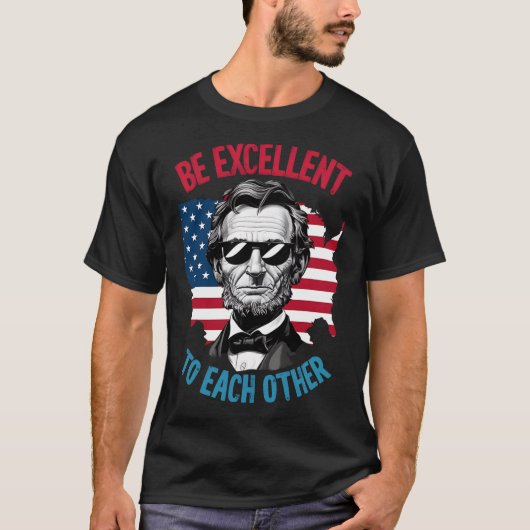 お互いに優れている米国地図の国旗エイブラハム Tシャツ (正面)