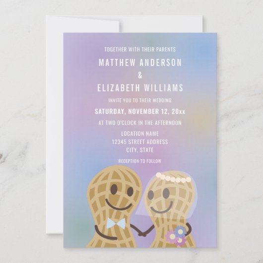 お互いに夢中な結婚式のエンゲージメント 招待状 (正面)