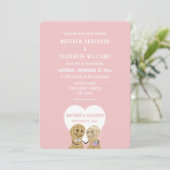 お互いに夢中 ピンクの結婚式 婚約 招待状 (スタンド正面)