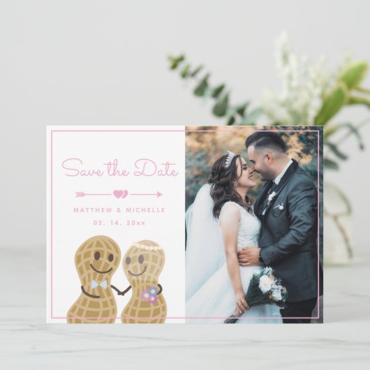 お互いに関するナッツカップルの写真の日付を保存 招待状 (スタンド正面)