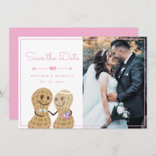 お互いに関するナッツカップルの写真の日付を保存 招待状 (正面/裏面)