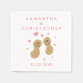 お互いに関する赤面ピンク&ホワイト結婚ズ スタンダードカクテルナプキン (正面)