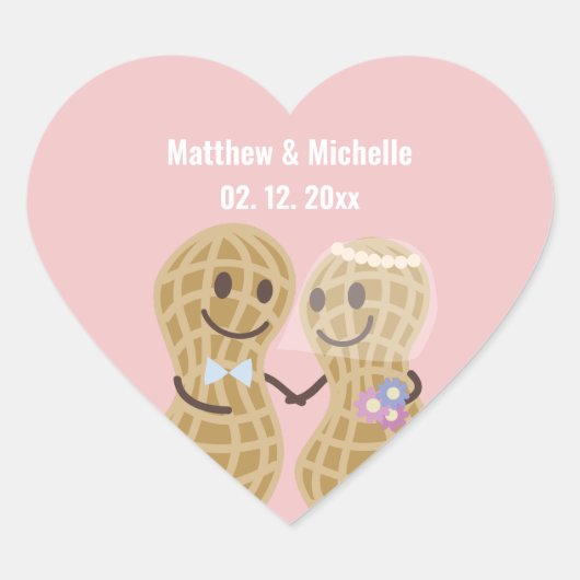 お互いに関わり合ったピンクエレガントの結婚式の引き出物 ハートシール (正面)