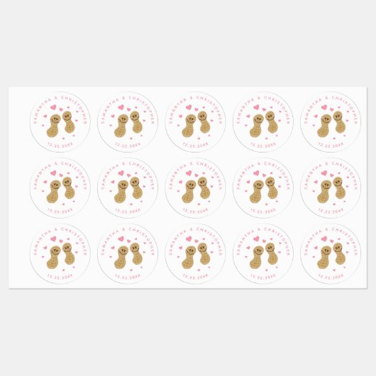 お互いに関わり合ったピンクエレガントの結婚式の引き出物 ラベル (シート)