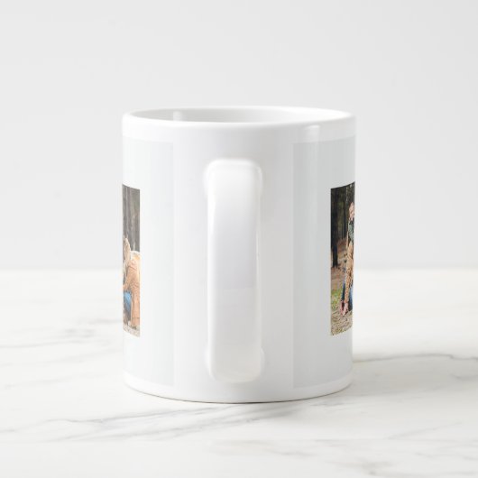 お互いに3枚の写真コラージュを持っている場合 ジャンボコーヒーマグカップ (裏面)