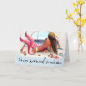 お互いのための人魚　バレンタインデー　愛 カード (黄色い花)